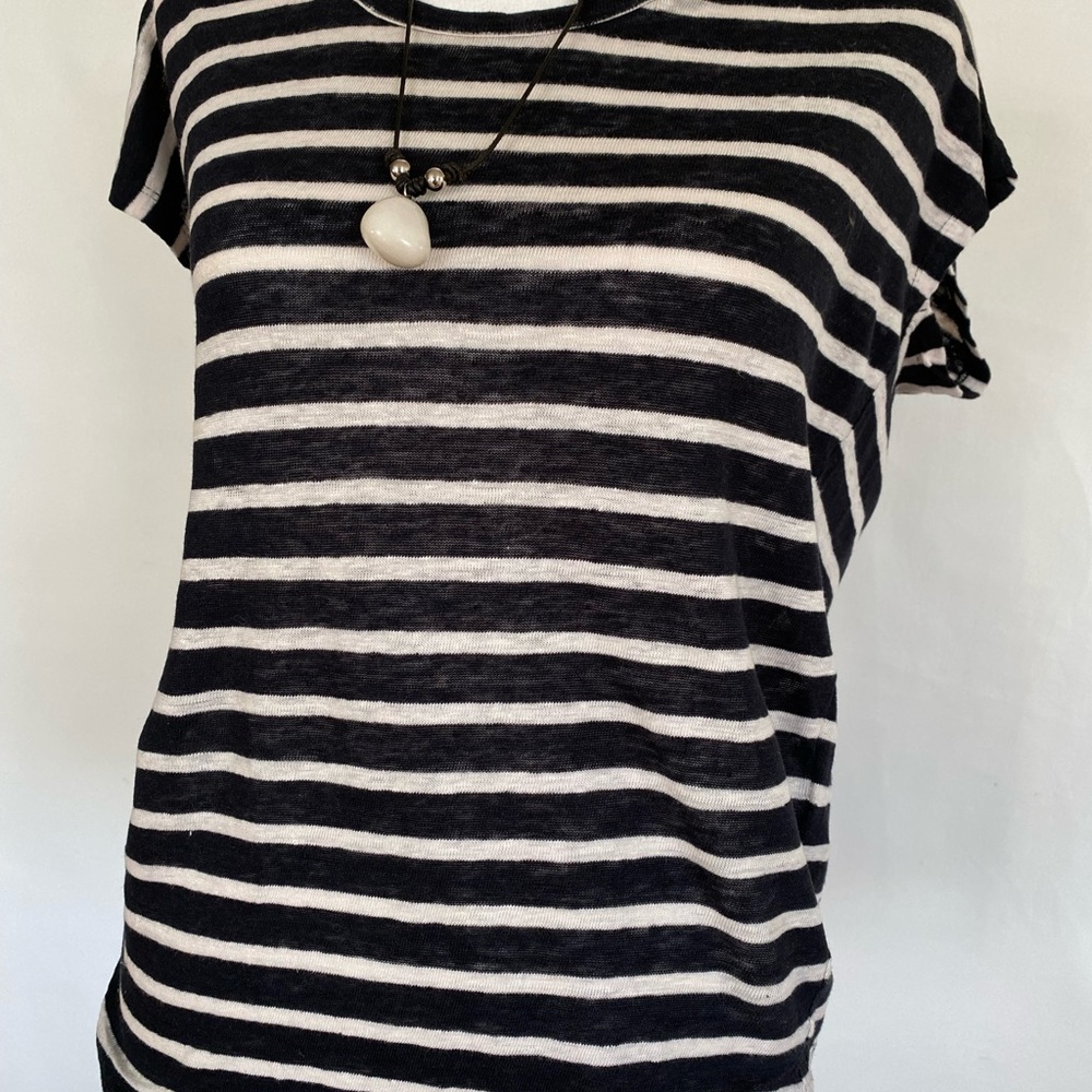 Women blouse XS black and white cross strips